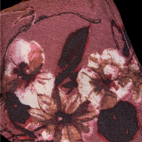 Tillys Blu Pepper Dark Mauve Pink Floral Blouse with Drawstring Tassel Tie - Picture 10 of 16